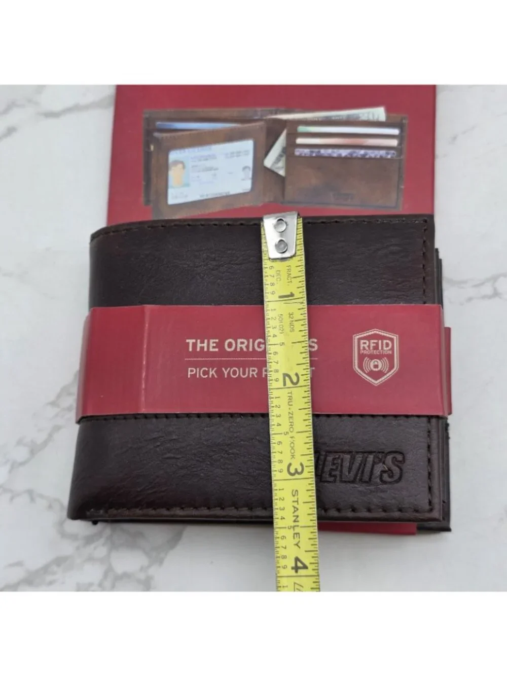 Levi's Men Wallet Brown Leather RFID Protection Extra Capacity Bifold Travel NEW